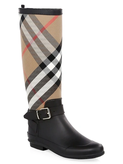 Shop Burberry Women's Simeon Knee-high Vintage Check Boots In Black