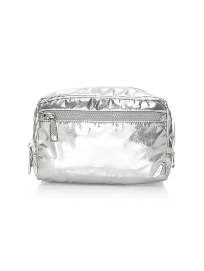 Shop Rebecca Minkoff Women's Metallic Nylon Cosmetic Pouch In Silver