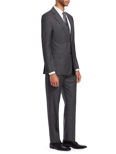 Shop Emporio Armani Men's Two-piece Windowpane Plaid G Line Suit In Slate