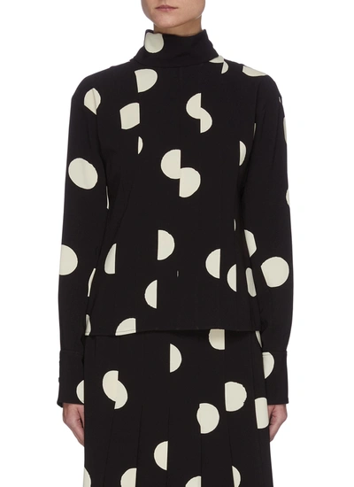 Shop Proenza Schouler Broken Dot Graphic Print Mock Neck Top In Black