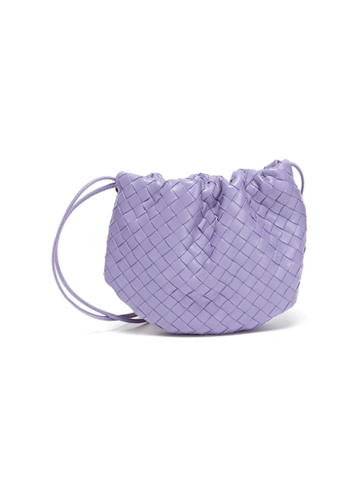 Shop Bottega Veneta Intrecciato Leather Drawstring Mini Bag In Purple