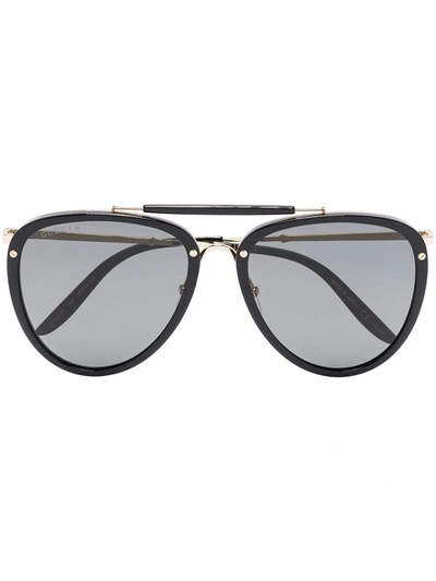 Shop Gucci Gg0672s005 Aviator-frame Sunglasses In Schwarz