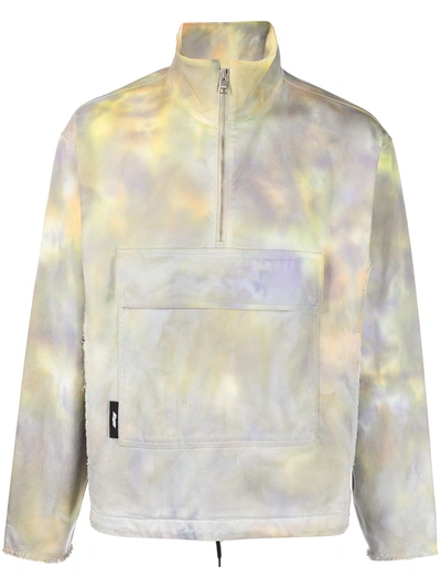 Shop Msgm Tie-dye Pattern Half-zip Sweatshirt In Yellow