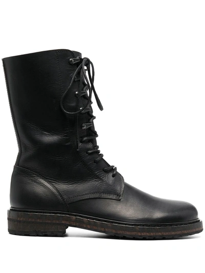 Shop Ann Demeulemeester Lace-up Combat Boots In Schwarz