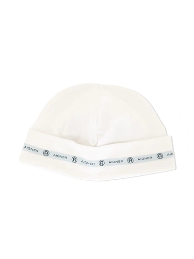 Shop Aigner Logo-tape Beanie Hat In White