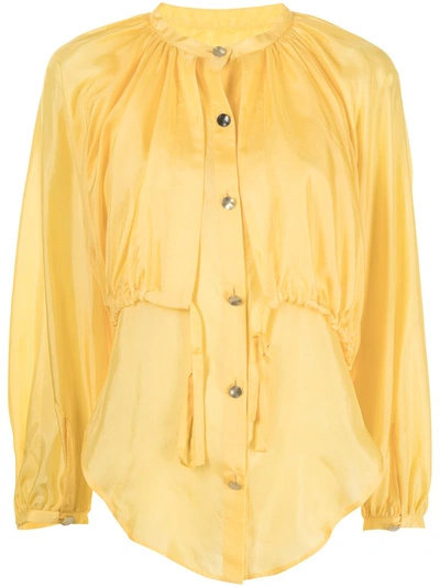 Shop Eudon Choi Tie-fastening Long-sleeve Blouse In Yellow