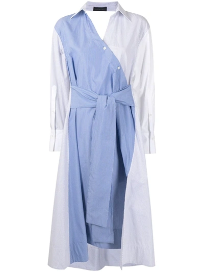 Shop Eudon Choi Multi-panel Design Shirt Dress In Blue