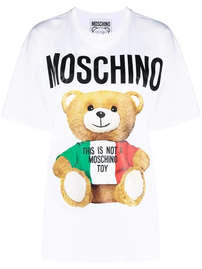 Shop Moschino Teddy Bear Print Oversized T-shirt In White