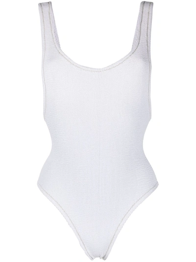 Shop Reina Olga Ruby Seersucker Swimsuit In White