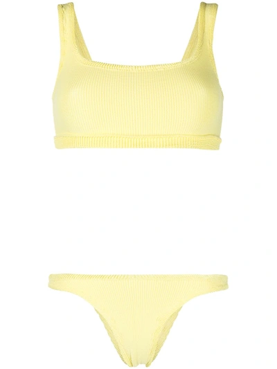 Shop Reina Olga Seersucker Bikini Set In Yellow