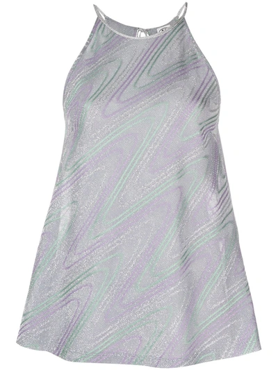 Shop M Missoni Abstract Print Lurex Top In Grey