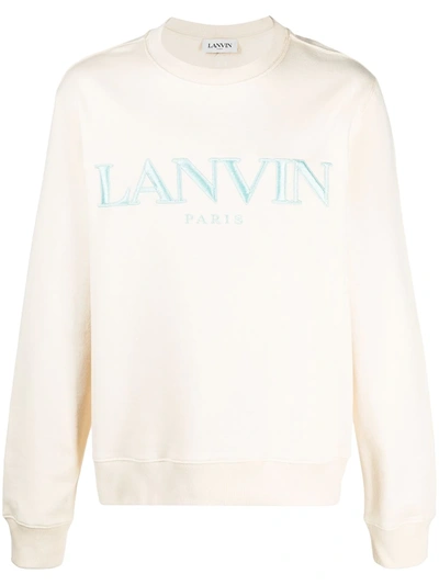 Shop Lanvin Embroidered-logo Sweatshirt In Neutrals