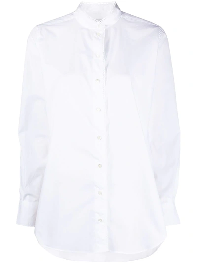 Shop Closed Collarless Cotton Shirt In White