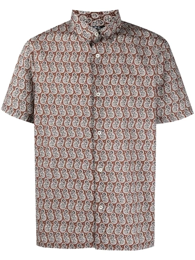 Shop Apc Paisley-print Short-sleeve Shirt In Brown
