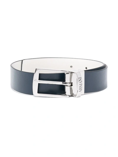 Shop Emporio Armani Buckle-fastening Leather Belt In Blue