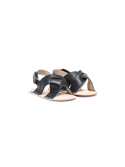 Babywalker Crossover-strap Leather Sandals In Blue