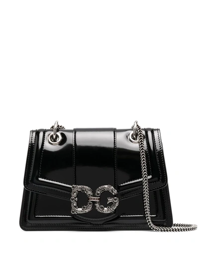Shop Dolce & Gabbana Small Dg Amore Shoulder Bag In Black