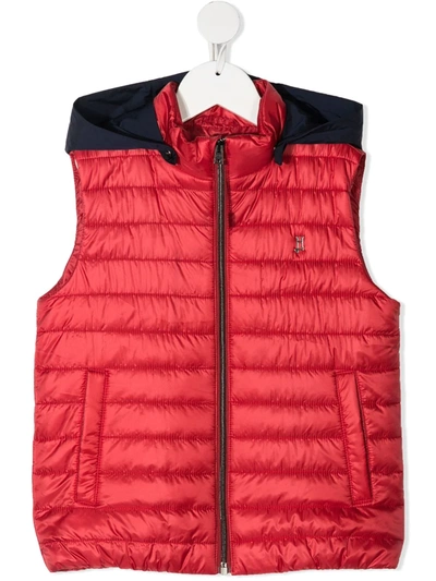 Shop Herno Quilted Hooded Gilet In Red