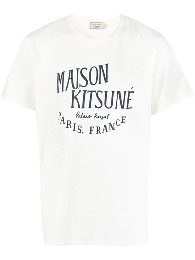 Shop Maison Kitsuné Graphic-print Cotton T-shirt In Neutrals