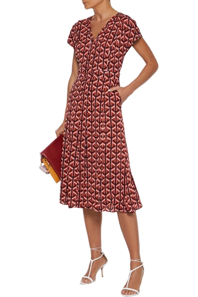 Shop Diane Von Furstenberg Davina Printed Stretch-silk Dress In Multicolor