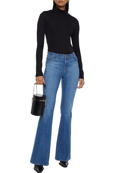 Shop J Brand Valentina High-rise Flared Jeans In Mid Denim
