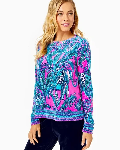 Shop Lilly Pulitzer Women's Rami Velour Sweatshirt In Black Size X-large -