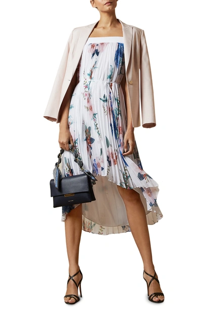 Shop Ted Baker Luner Jamboree Pleated Off The Shoulder High/low Dress In White