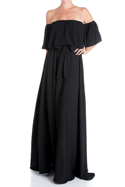 Shop Meghan La Morning Glory Off The Shoulder Maxi Dress In Black