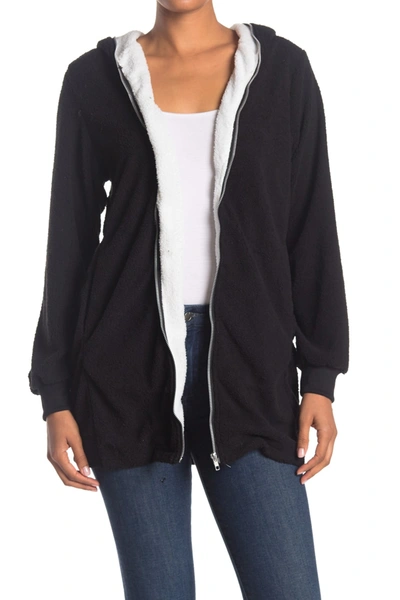 Shop Forgotten Grace Contrast Zip Front Hood Jacket In Black