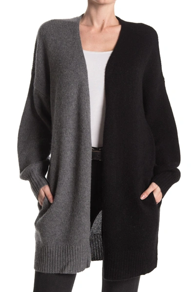 Shop Skull Cashmere Page Long Skull Long Split Cardigan In Mid Heather Grey/black Skull