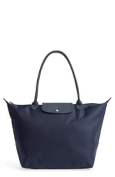 Shop Longchamp Le Pliage Large Neo Shoulder Tote In New Navy