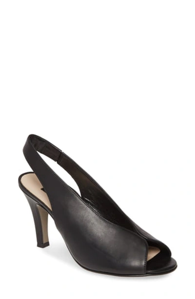 Shop Paul Green Avanti Peep Toe Slingback Sandal In Black Soft Nappa