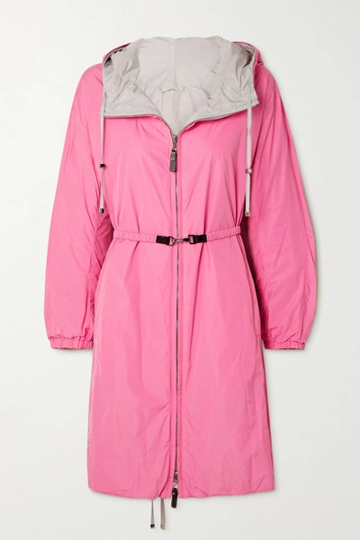 Shop Max Mara + Cube Esporte Reversible Hooded Belted Shell Jacket In Pink