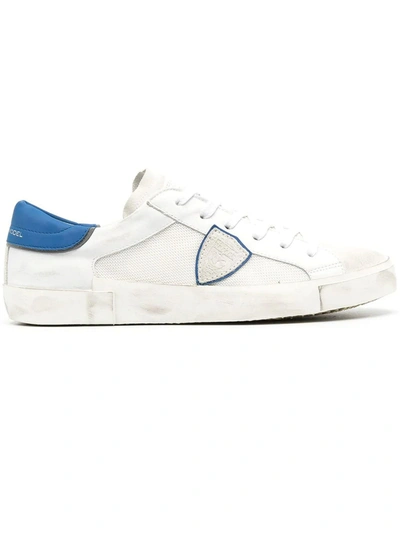 Shop Philippe Model Prsx Basic White Sneaker In Bianco+blu
