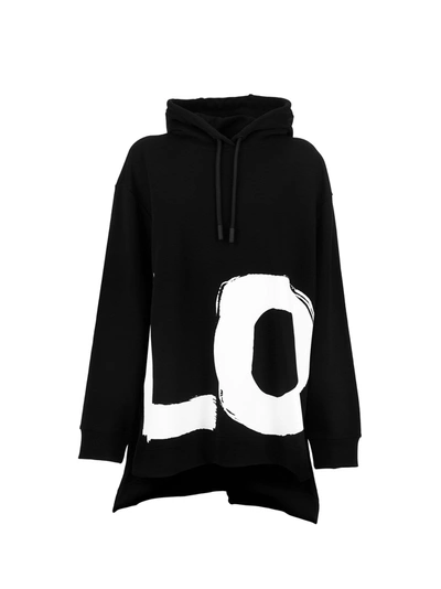 Shop Burberry Aurore - Love Print Cotton Oversized Hoodie In Black