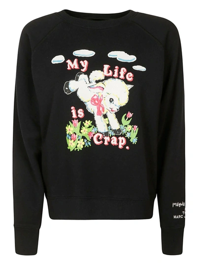 Shop Marc Jacobs My Life Is Crap Sweatshirt In Black