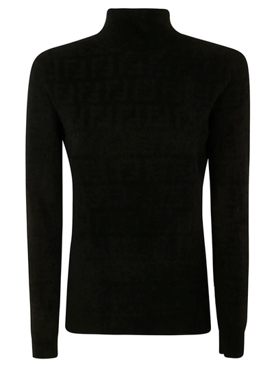 Shop Fendi Velvet Viscose Sweater In Black