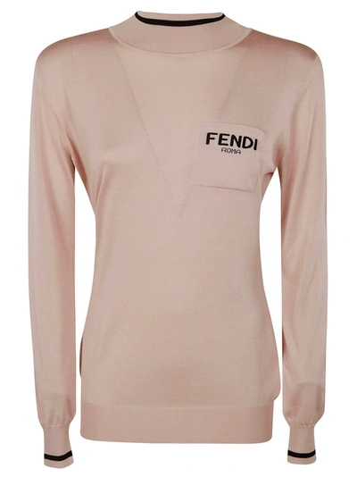 Shop Fendi Roma Silk Top In Pink
