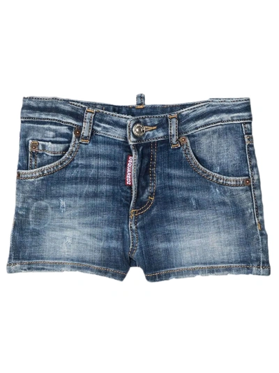 Shop Dsquared2 Blue Stretch-cotton Denim Shorts