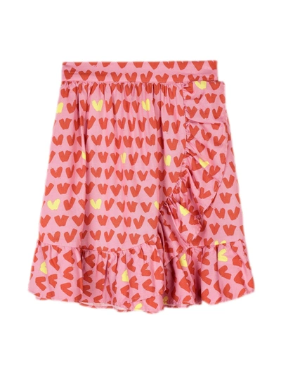 Shop Stella Mccartney Hearts Viscose Twill Skirt In Fantasia