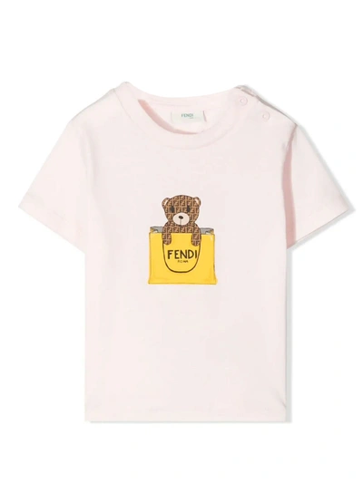 Shop Fendi Pink Cotton-blend T-shirt In Rosa