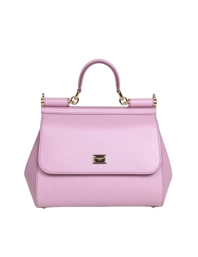 Shop Dolce & Gabbana Medium Sicily Bag In Dauphine Leather In Pink