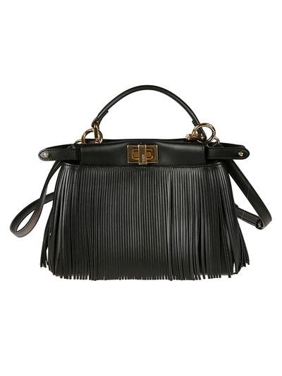 Shop Fendi Peekaboo Iconic Mini Shoulder Bag In Black