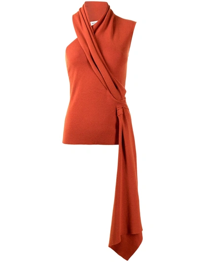 Shop Monse Wraparound Knit Top In Orange