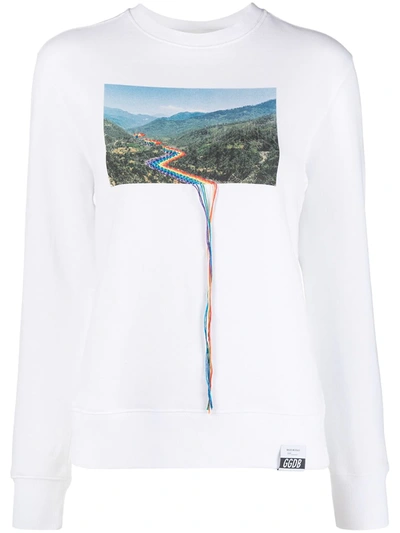 Shop Golden Goose Long-sleeved Photograph-print T-shirt In White