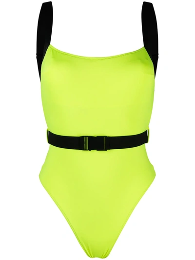 Shop Noire Swimwear Miami Two-tone Swimsuit In Yellow