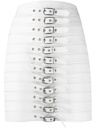 Shop Manokhi Buckle-fastening Detail High-waisted Skirt In White