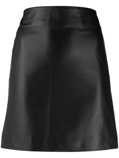 Shop Manokhi Polished-finish High-waisted Skirt In Black