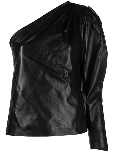 Shop Manokhi Polished-finish Asymmetric-sleeve Top In Black