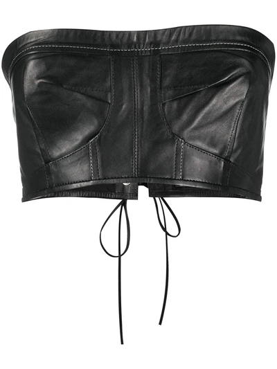 Shop Manokhi Cropped Leather Top In Black